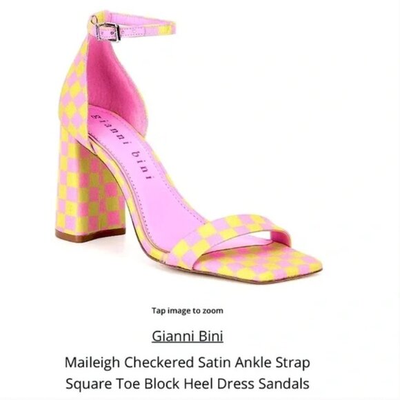 GIANNI Bini New Pink Barbie Y2K Heel Sandals Square Toe 6 NWT - Picture 2 of 9